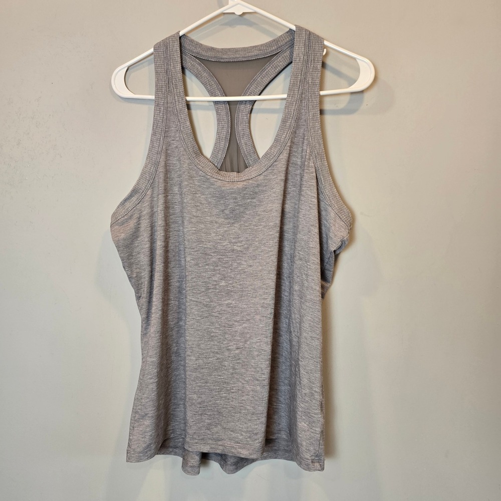 Athleta Tank Top Topanga Racerback Womens Large Gray Mesh Upper Back